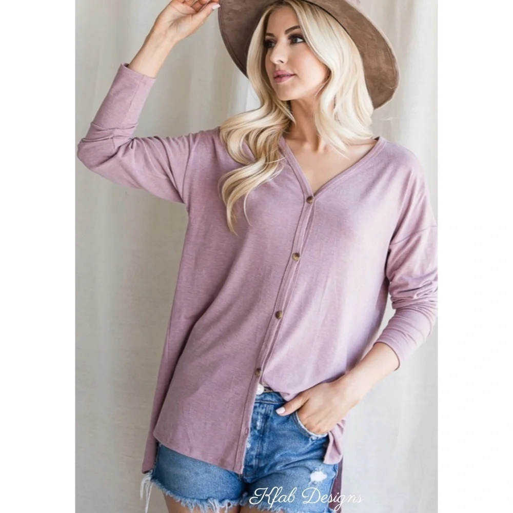 LAST 2! Lilac V Neck Button Up Lightweight Multifunctional Top/ Cardigan